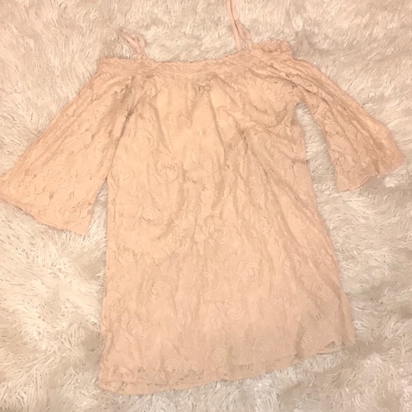Modcloth Dresses & Skirts - Flying Tomato blush lace off shoulder dress medium